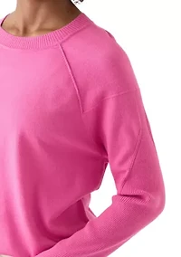 Women's Long Sleeve Fine Seamed Pullover Sweater