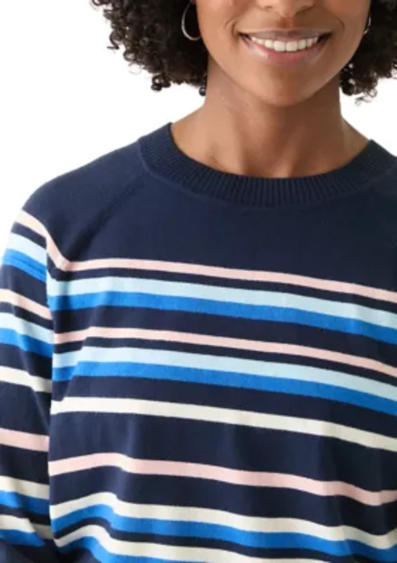 Women's Long Sleeve Fine Seamed Pullover Sweater