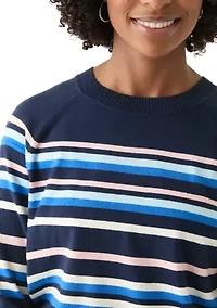 Women's Long Sleeve Fine Seamed Pullover Sweater