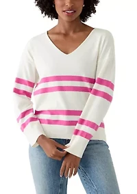 Women's Fine Gauge V-Neck Sweater Knit Top