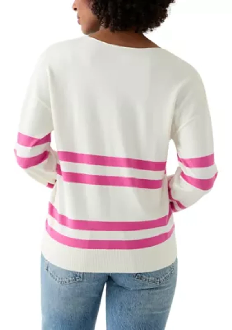 Women's Fine Gauge V-Neck Sweater Knit Top