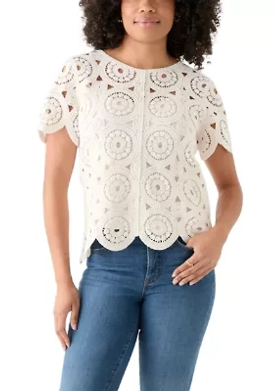Women's Short Sleeve Crochet T-Shirt