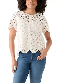 Women's Short Sleeve Crochet T-Shirt
