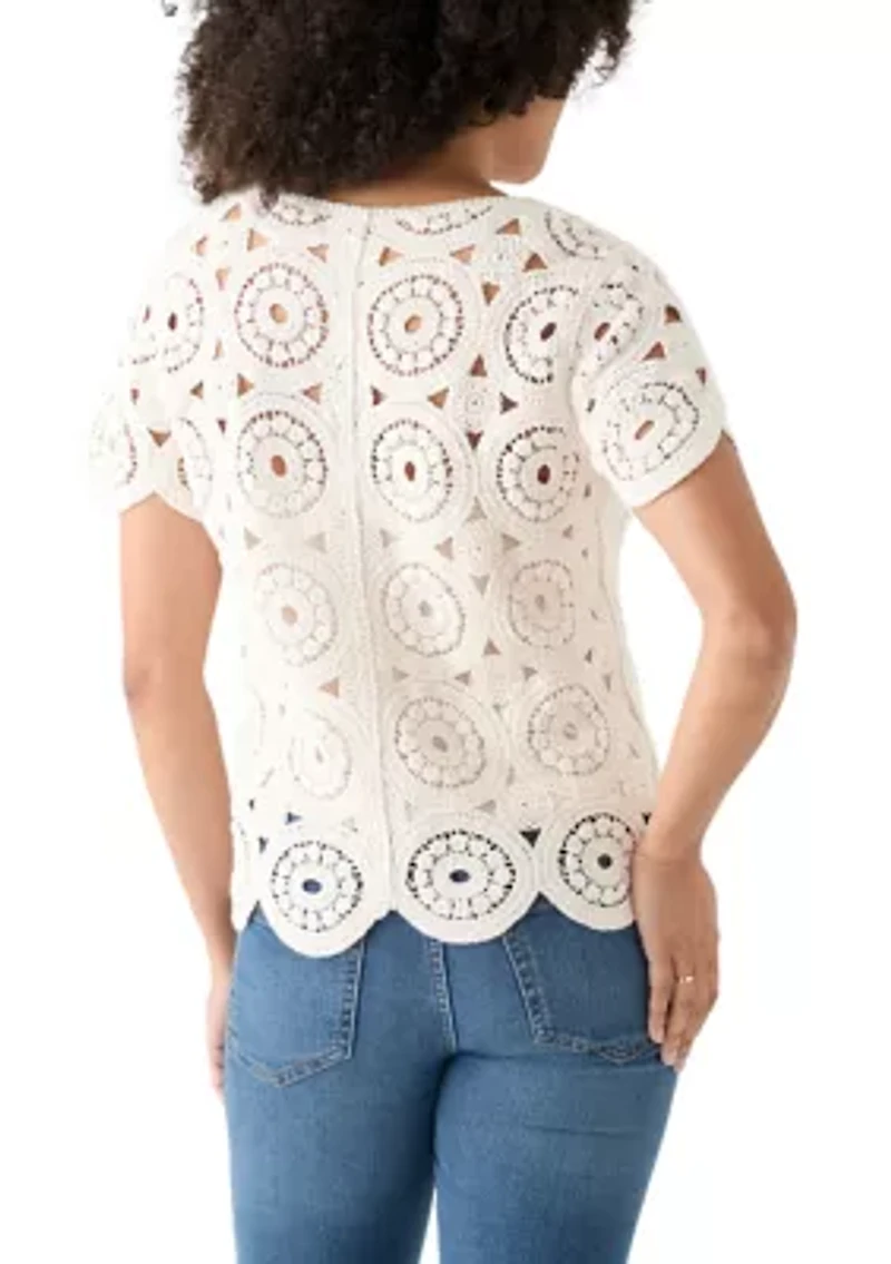 Women's Short Sleeve Crochet T-Shirt