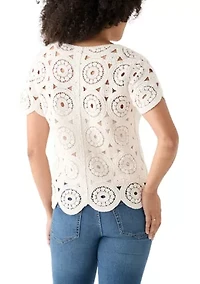 Women's Short Sleeve Crochet T-Shirt