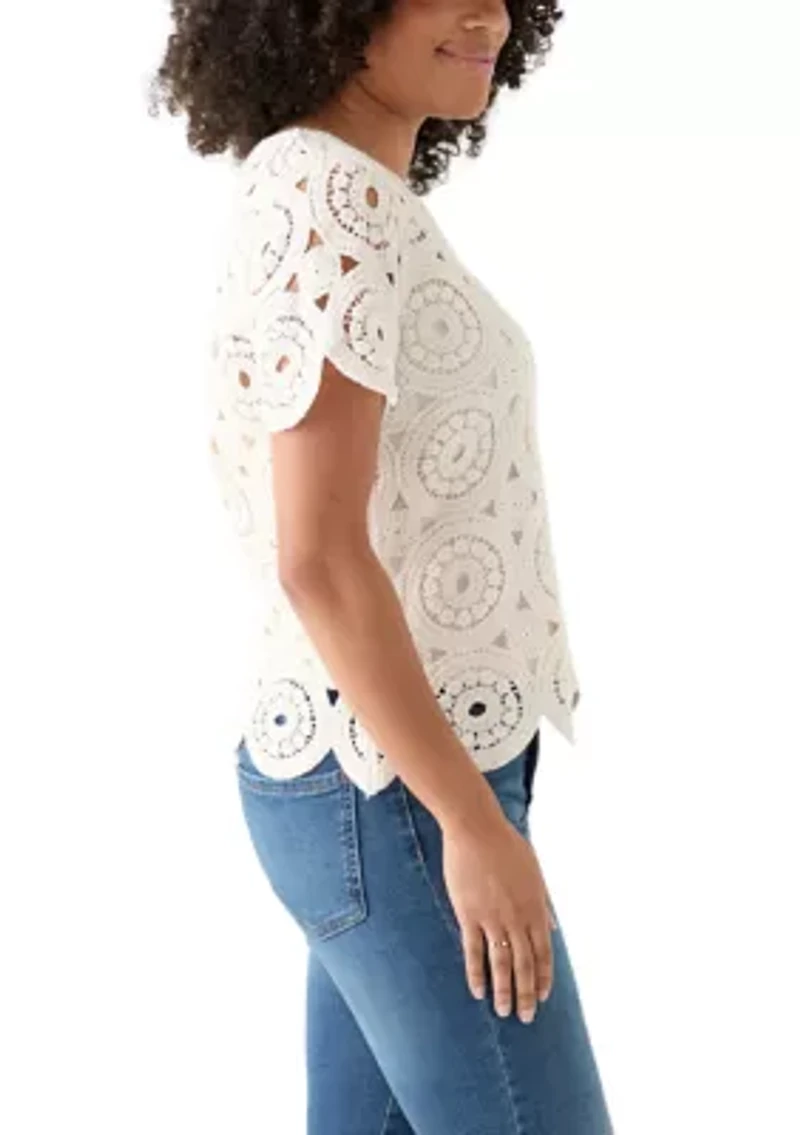 Women's Short Sleeve Crochet T-Shirt