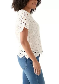 Women's Short Sleeve Crochet T-Shirt