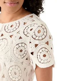 Women's Short Sleeve Crochet T-Shirt