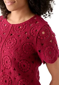 Women's Short Sleeve Crochet T-Shirt