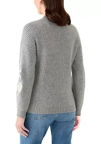 Women's Mock Neck Embroidered Sweater