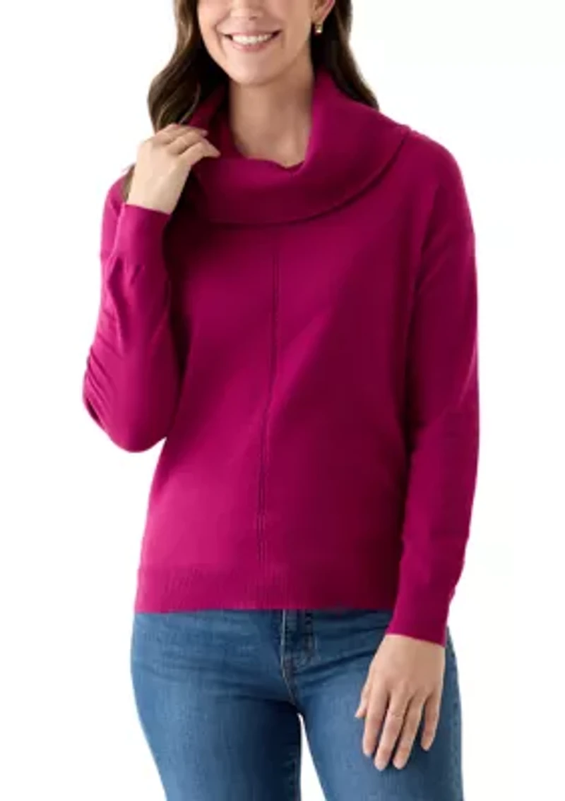 Women's Fine Gauge Cowl Neck Sweater
