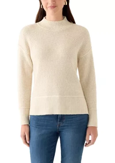 Women's Mock Neck Textured Stitch Sweater