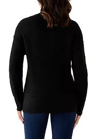 Women's Mock Neck Textured Stitch Sweater