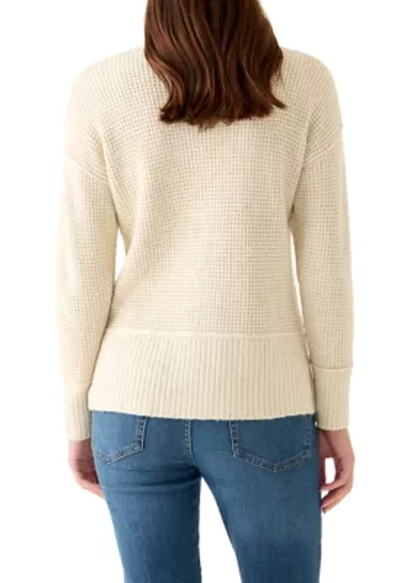 Women's Mock Neck Textured Stitch Sweater