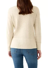 Women's Mock Neck Textured Stitch Sweater