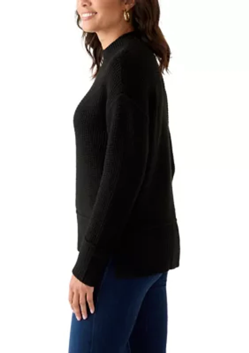Women's Mock Neck Textured Stitch Sweater