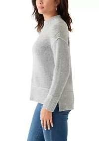 Women's Mock Neck Textured Stitch Sweater