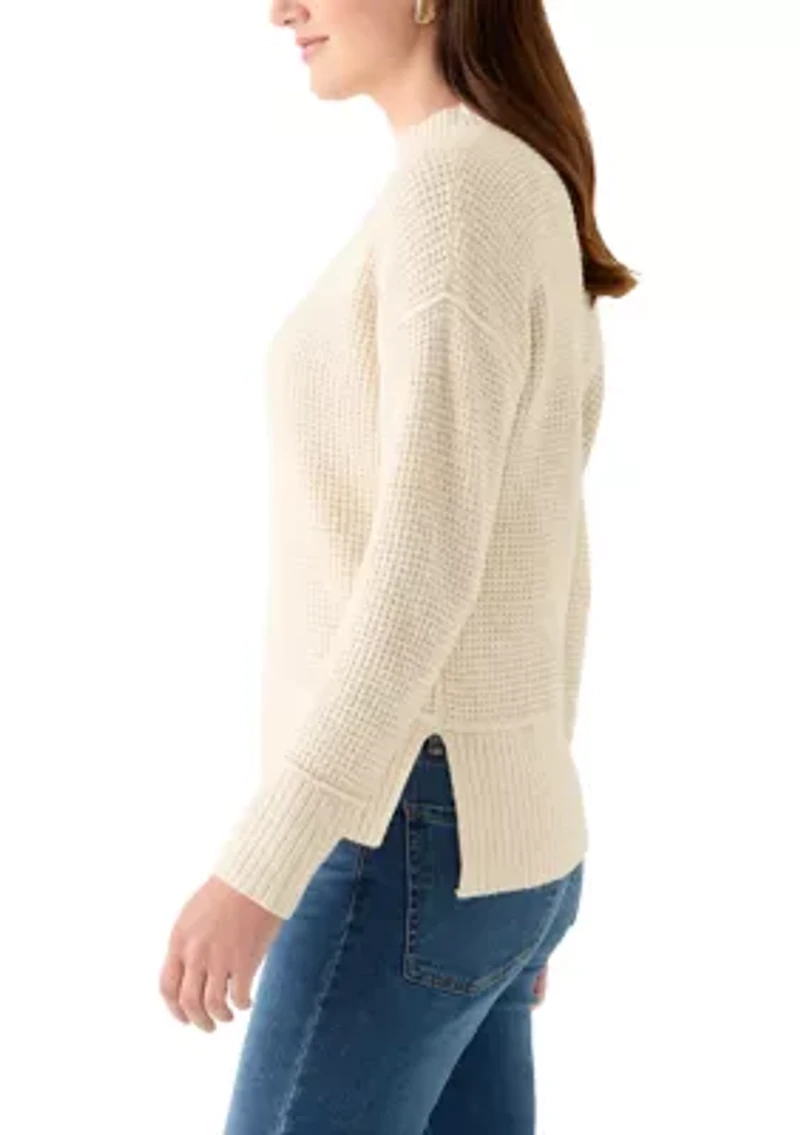 Women's Mock Neck Textured Stitch Sweater
