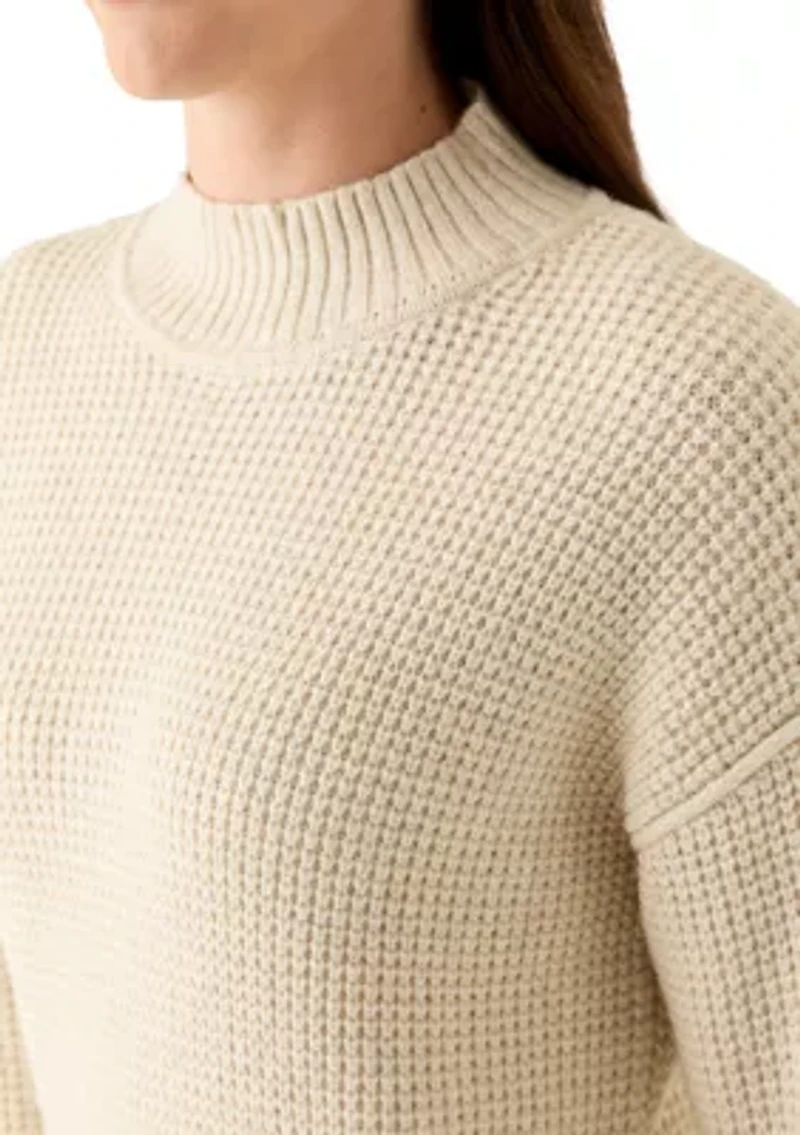 Women's Mock Neck Textured Stitch Sweater