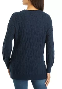 Women's Oversized V Stitch Pullover Sweater