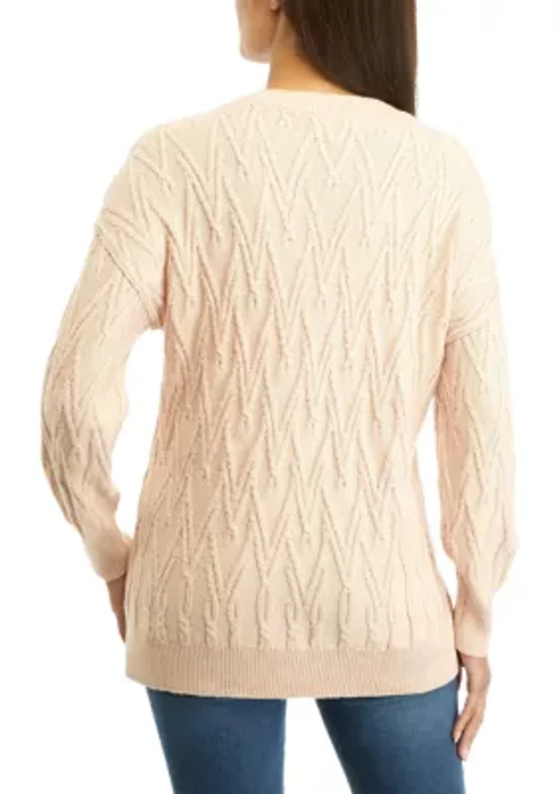 Women's Oversized V Stitch Pullover Sweater