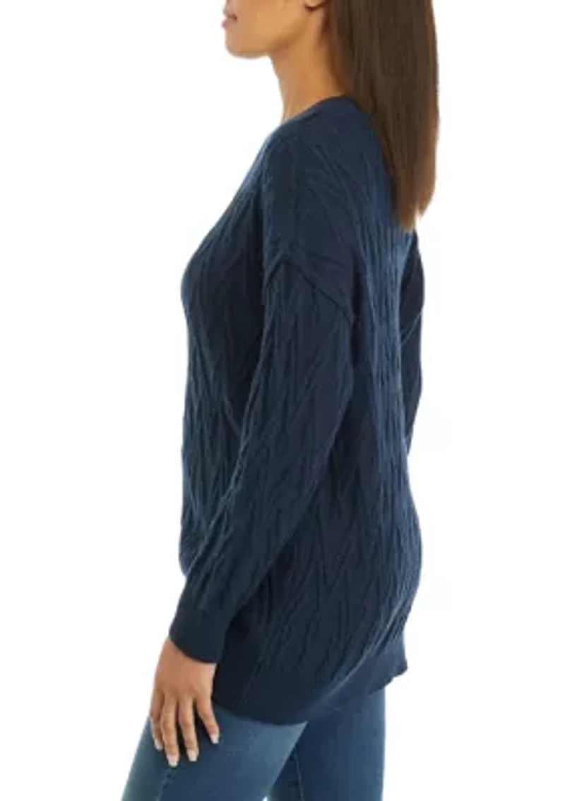 Women's Oversized V Stitch Pullover Sweater