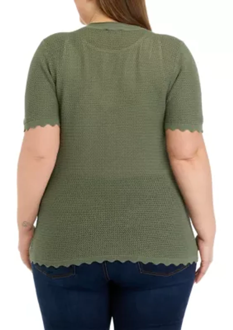Plus Open Stitch Sweater Knit Top