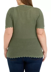 Plus Open Stitch Sweater Knit Top