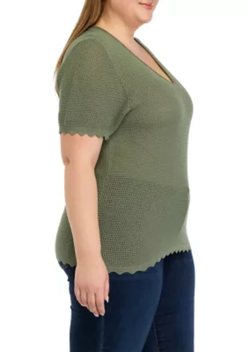 Plus Open Stitch Sweater Knit Top