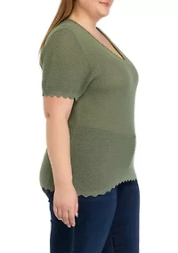 Plus Open Stitch Sweater Knit Top