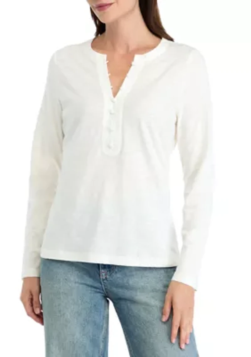 Women's Mixed Media Henley Shirt