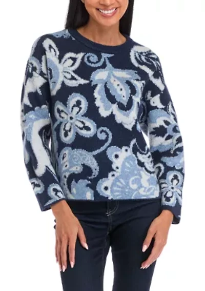 Petite Crew Neck Printed Pullover