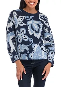 Petite Crew Neck Printed Pullover