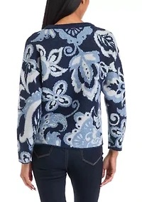 Petite Crew Neck Printed Pullover