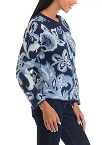 Petite Crew Neck Printed Pullover