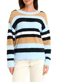 Women's Crew Neck Eyelash Sweater