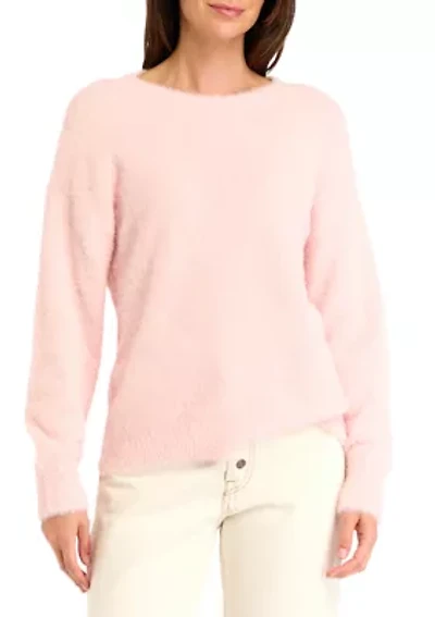 Women's Crew Neck Eyelash Sweater