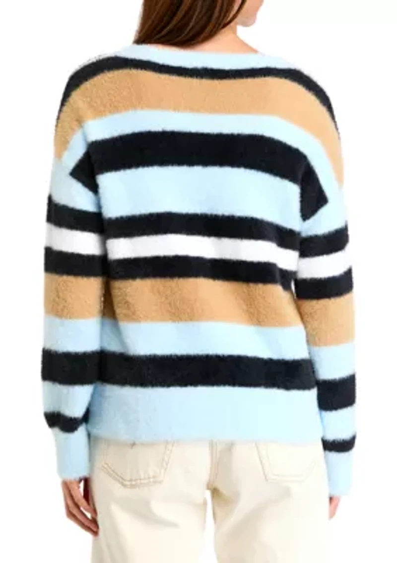 Women's Crew Neck Eyelash Sweater