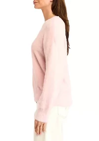 Women's Crew Neck Eyelash Sweater