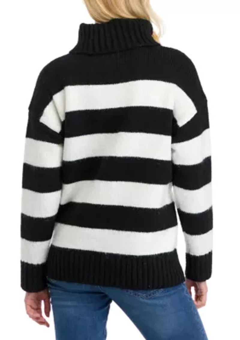 Women's Bold Stripe Turtleneck Sweater
