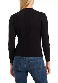 Petite Long Sleeve Ribbed Mock Neck Pullover