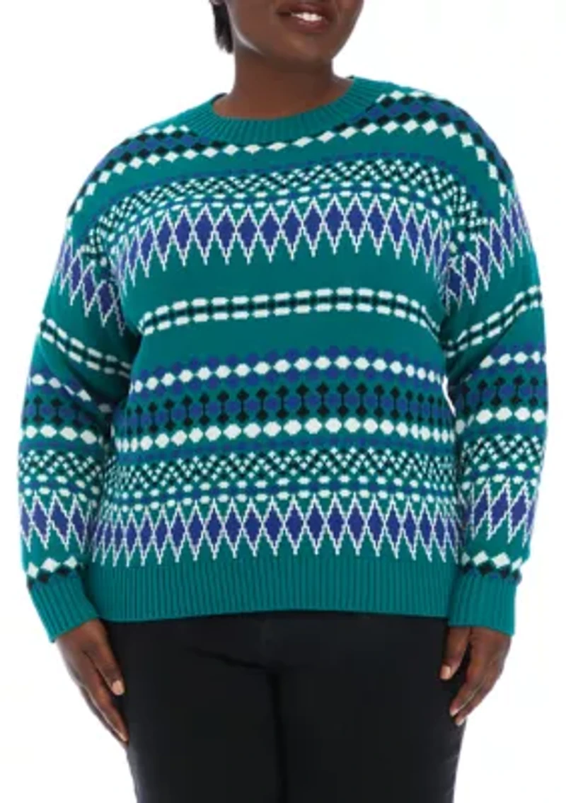 Plus Boxy Intarsia Sweater