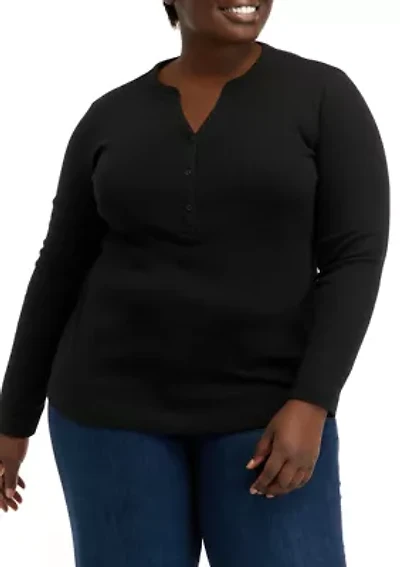 Plus Ribbed Henley Top