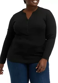 Plus Ribbed Henley Top