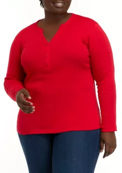 Plus Ribbed Henley Top