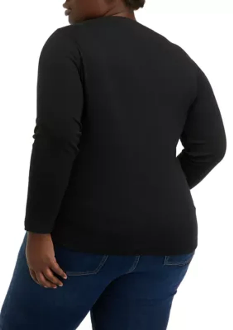 Plus Ribbed Henley Top