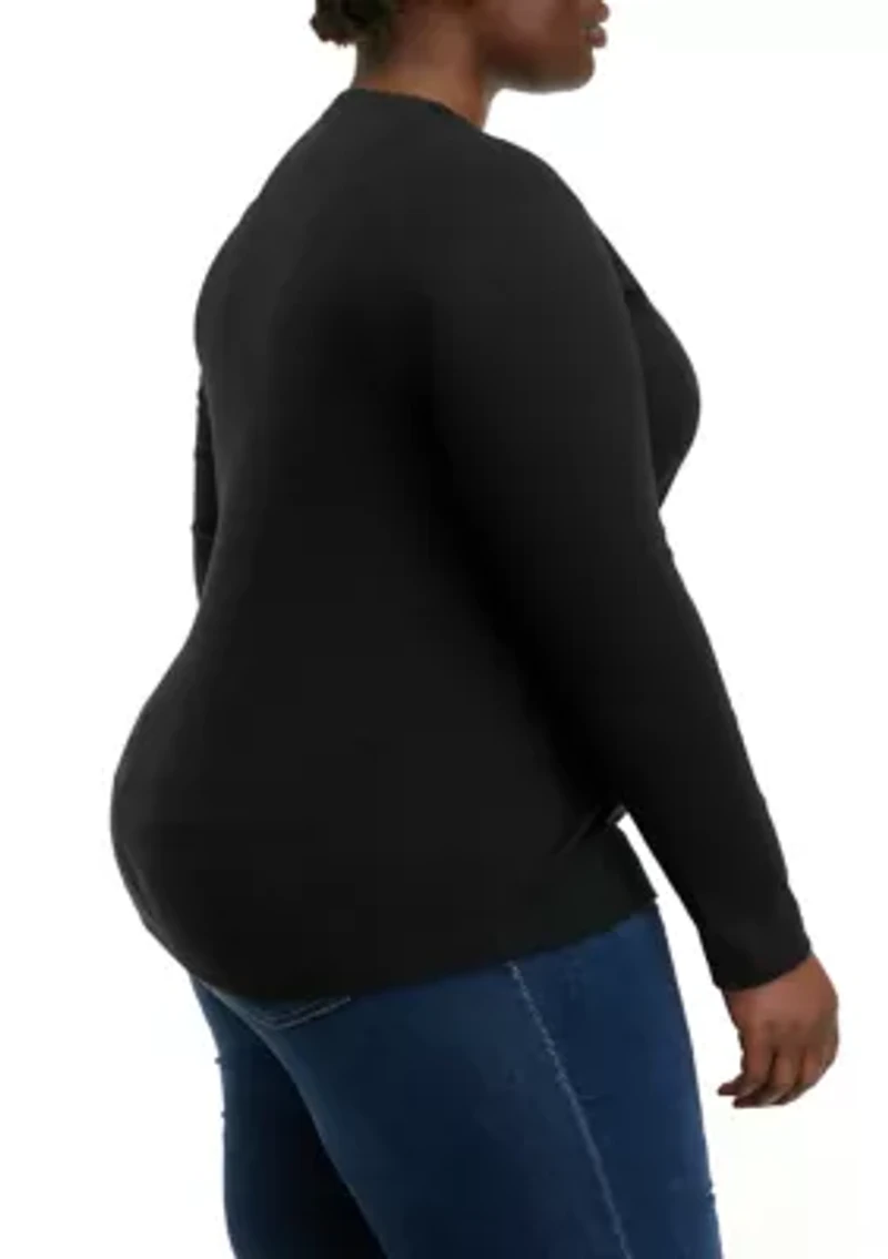 Plus Ribbed Henley Top