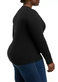 Plus Ribbed Henley Top