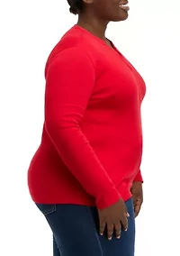 Plus Ribbed Henley Top