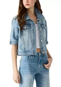 Women's Blu Elbow Sleeve Denim Trucker Jacket
